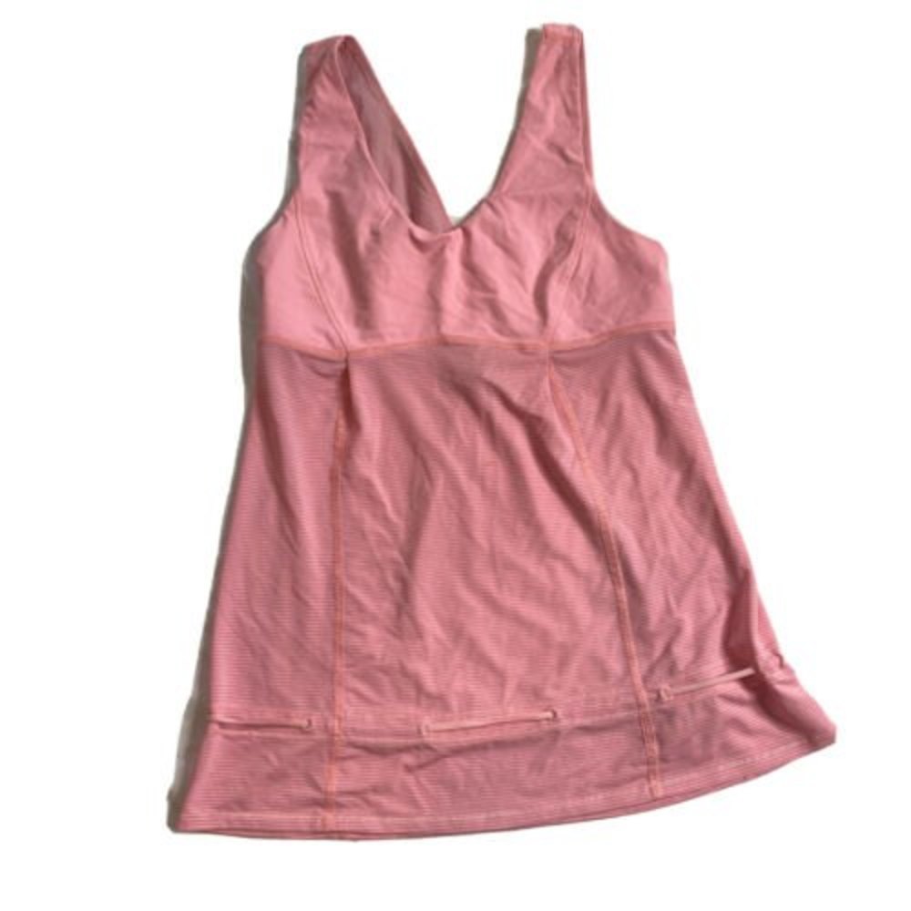 Lululemon Hustle And Bustle Yoga Tank Sz 6 Bleached Coral Pink Drawstring A0505